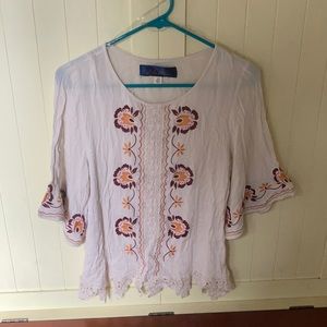 Blue Rain boho peasant top